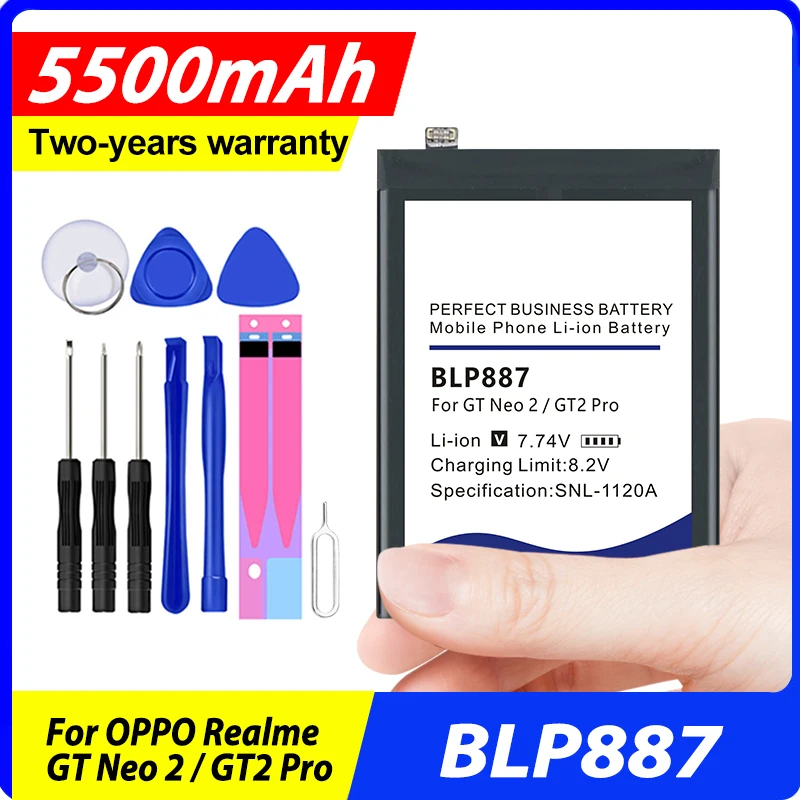 Bateria de Substituição para Oppo Realme gt Neo e Gt2 Pro Blp887 Alta Qualidade Ferramentas Gratuitas Novo