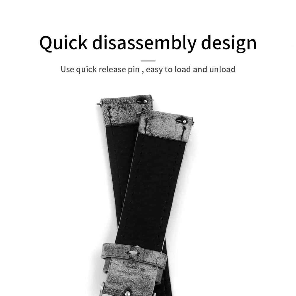 Oil Wax Leather Watch Strap 16mm 17mm 18mm 19mm 20mm 23mm 24mm Retro Watchband Grey White Handmade Watchband Accessories