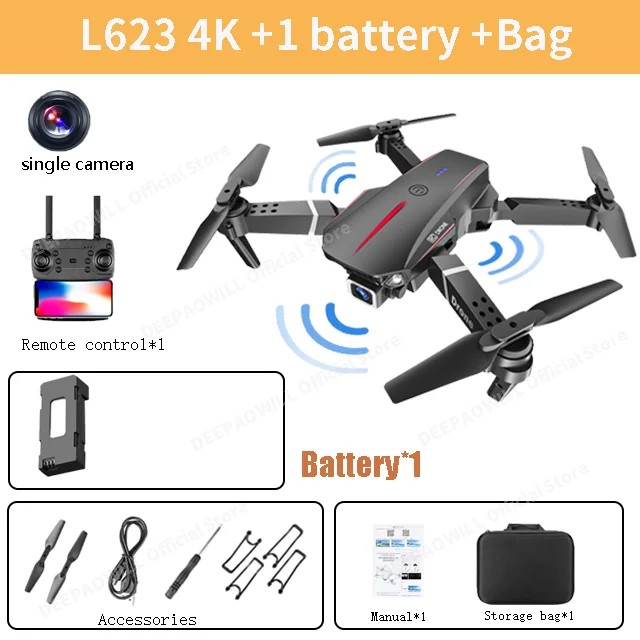L623 Mini Drone 4k HD Professional Dual Camera WiFi FPV Foldable Obstacle Avoidance Dron RC Quadcopter Helicopter Toys For Boys
