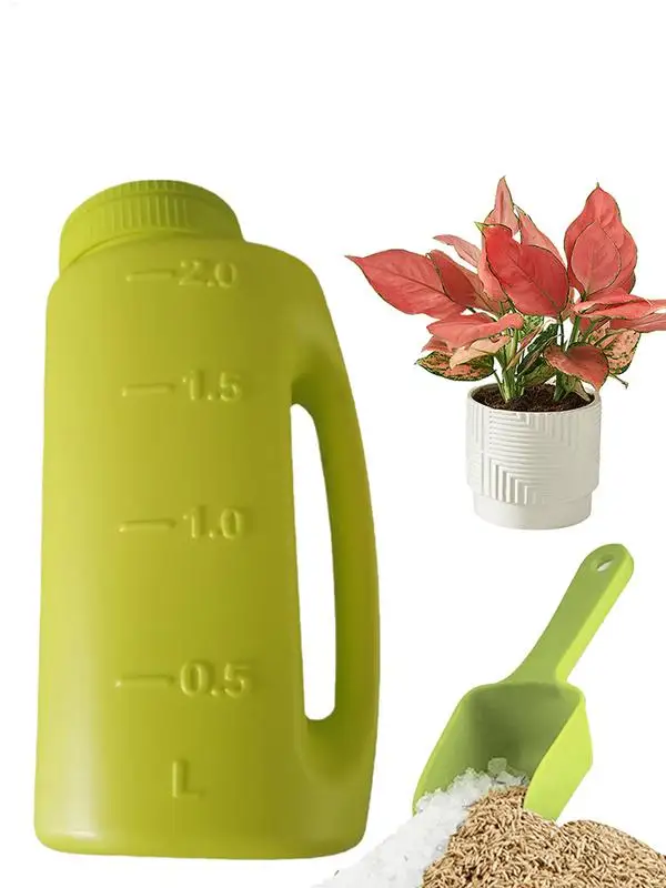 Hand Held Salt Spreader For Snow Snow Melt Spreader 2L With Scoop Adjustable Opening Sizes Ice Melt Dispenser For Garden Lawn