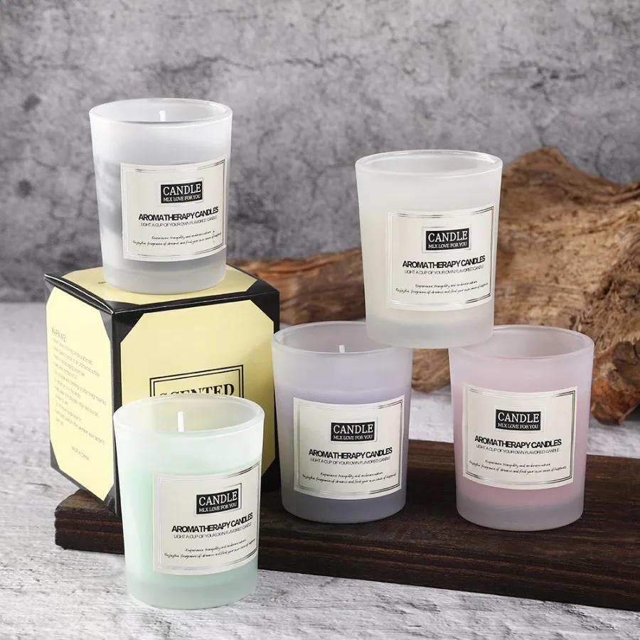 Three Color Glass Cup Aromatherapy Candle 1pc 50g Smokeless Fragrance Soy Wax Fragrance Candle With Hand Gift