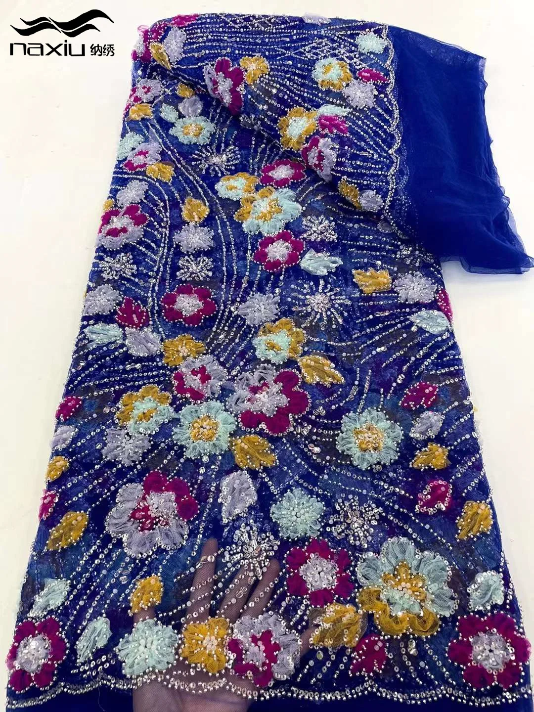 

Madison African Sequins Lace Fabric For Wedding Dress Beaded Embroidery French Tulle Nigerian Material 2024 High Quality