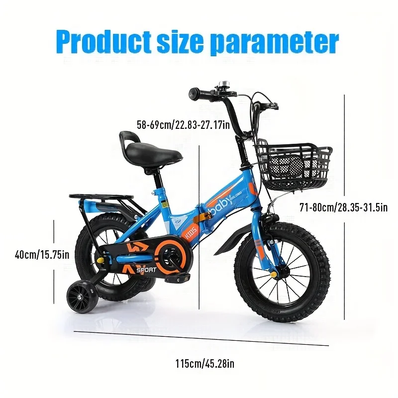16-Inch Kids Folding Bike with Safety Training Wheels Secure