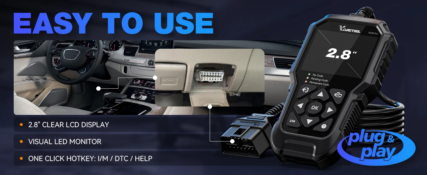 VDIAGTOOL VD30PRO OBD2 Scanner Motorfehlerprüfung / Fehlercode-Lesegerät Universelles Auto-Diagnosegerät VD30 PRO mit Echtzeitdaten I/M-Bereitschaft CAN OBDII – Detail 9