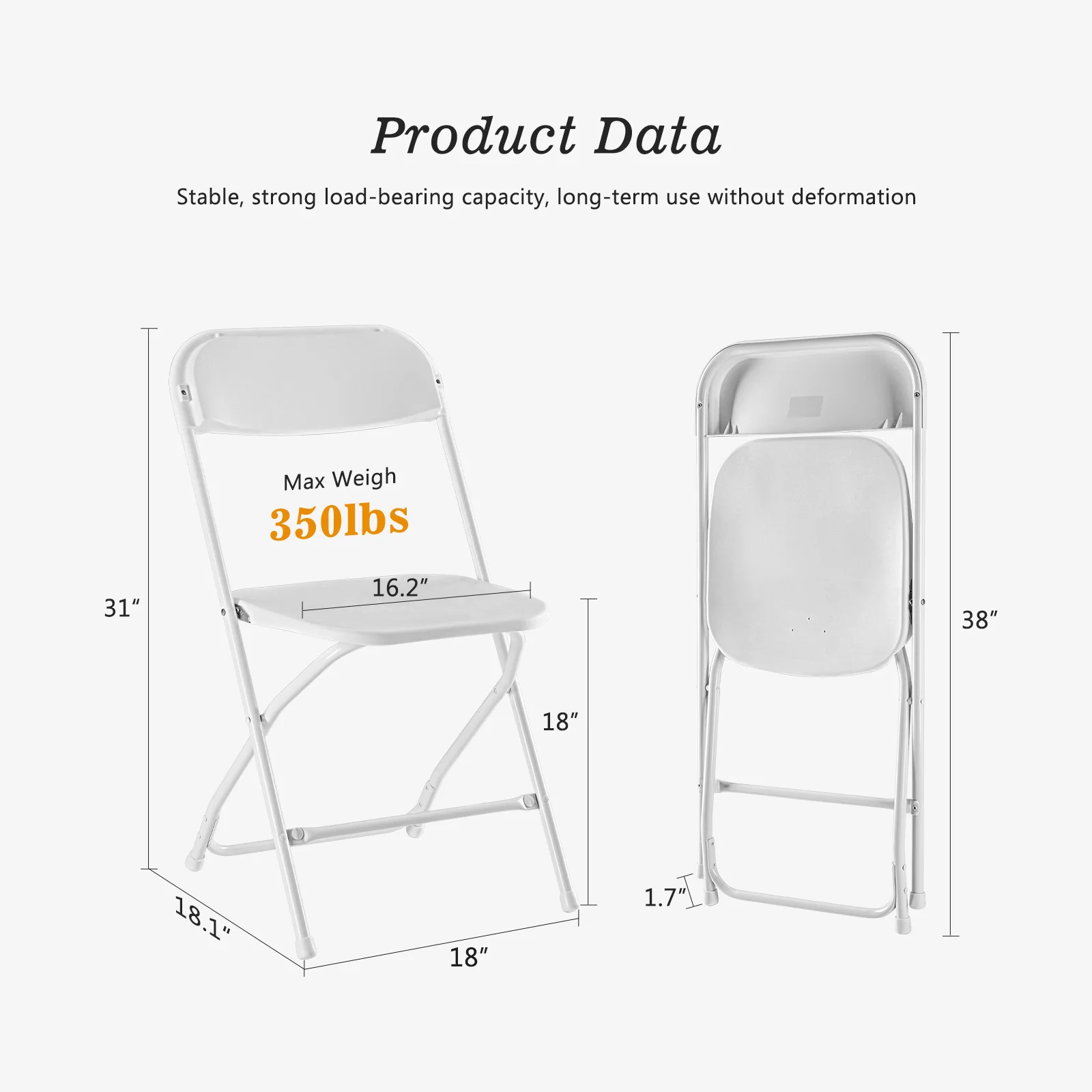 JHK 4/6 Pack Plastic Folding Chair 330LB Load Capacity Living Room Dinner Chairs Lightweight Portable Indoor/Outdoor Home Office