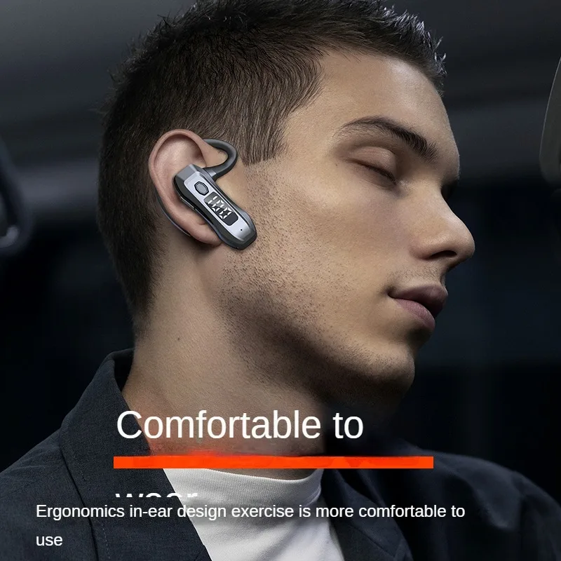 Single Ear Wireless Headset Driving HeadPhones Business Noise Cancelling Headset Sports Earhook Earphones Long Battery Life 4