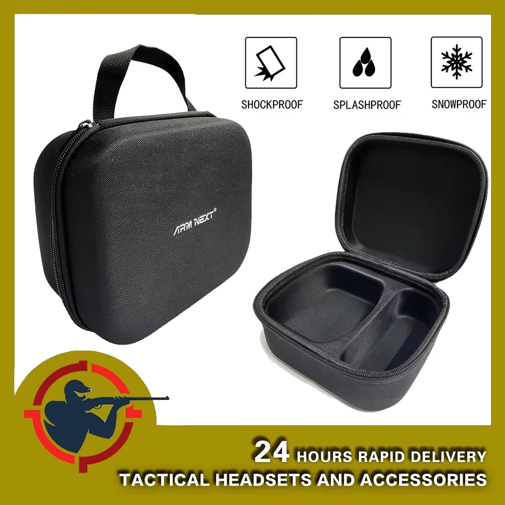 Tactical Headset Case Anti-fall EVA Material Holds Headphones and Glasses Separately