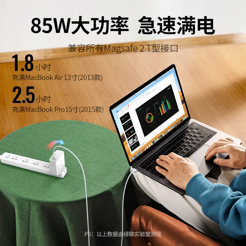 Ugreen LED 마그네틱 usb c-magsafe 2 충전 케이블 PD 충전기 Apple MacBook Air 전원 어댑터 케이블 2m 나일론 브레이드