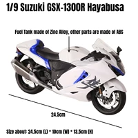 1/9 Suzuki Hayabusa GSX-1300R Toy Motorcycle Racing Model Diecast Miniature Large Size Lightable Collection Gift Boy Children 2