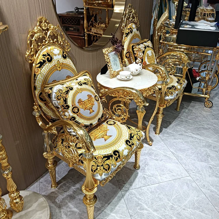 Cast copper luxurious design armchair cafe dining chair gold chairs for restaurants and coffee shop fancy living room chairs