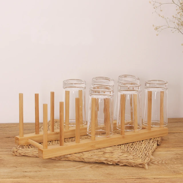 Pretty Comy Dish Drying Rack Bamboo Dish Rack Pure Natural Bamboo Wooden Dishes  Drainer for Cutting Board Baking Pan Plate Bowl Mug Cup Pot Lid Organizer  Rack 