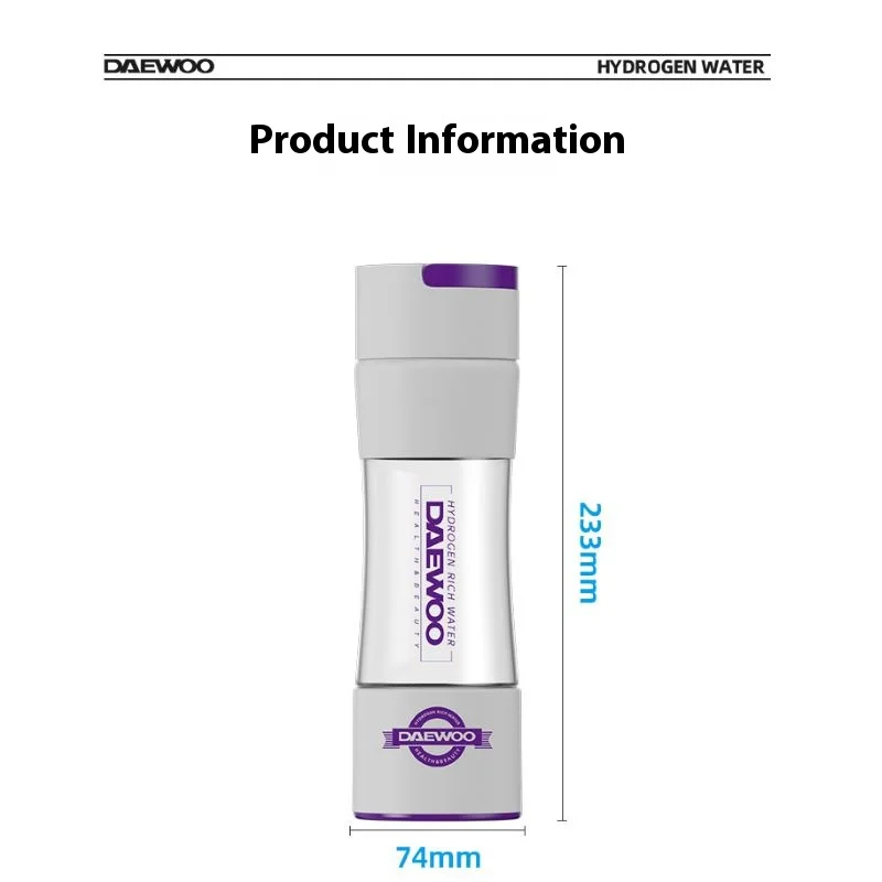 Large capacity SPE electrolysis technology absorbent and drinkable hydrogen water bottle hydrogen water cup alkaline water generator