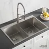 33-inch Drop In/Undermount 16 Gauge Double Bowl 2-Hole Stainless Steel Kitchen Sink Sinks Multifunction Fixture Home Improvement 2