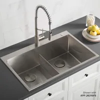 33-inch Drop In/Undermount 16 Gauge Double Bowl 2-Hole Stainless Steel Kitchen Sink Sinks Multifunction Fixture Home Improvement 2