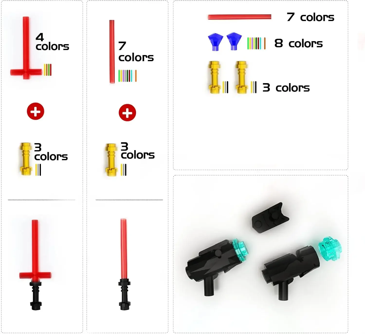 Hot MOC Space Wars Light Saber Weapon Sword Lightsabered Parts Accessories Building Blocks Toys for Children Kids Gifts 3