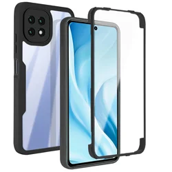 360 Double-Sided Clear Shockproof Phone Case with Full Protection and Camera Lens Guard for Galaxy A22 4G (Black)