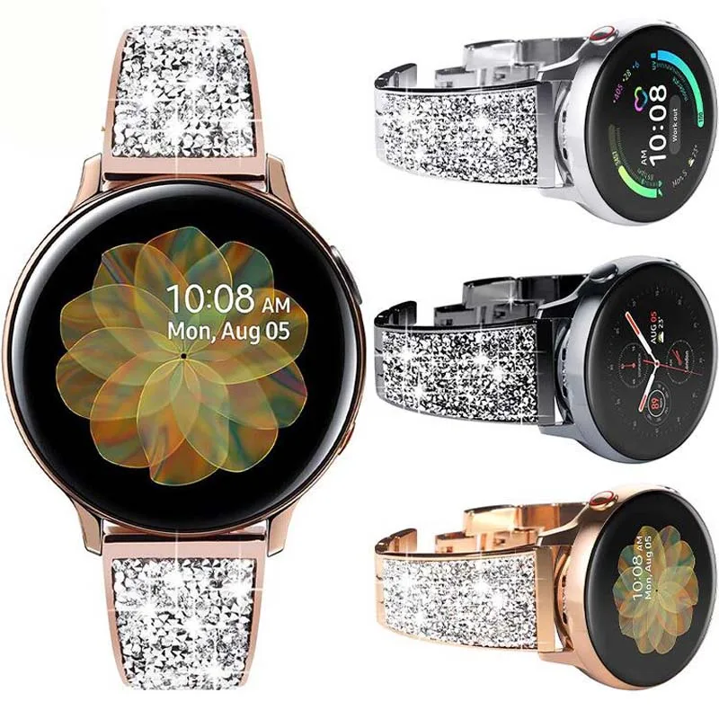 Elegant Diamond Bracelet Watch Strap, 20-22mm Adjustable Band
