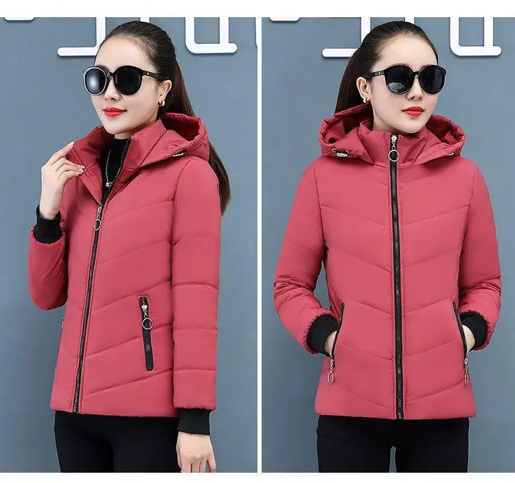 Women'S Short Winter Lambswool Down Cotton Jacket 2025 New Plus Velet Warm Cotton Coat Korean Loose Hooded Parkas Outerwear