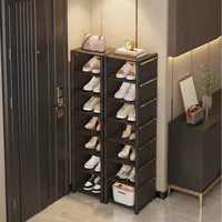 Adjustable Shoe Rack Multiple Layers Space-saving Dustproof 5/6/7/8 Stackable Sneaker Organizer Cabinet for Wall Corner 1