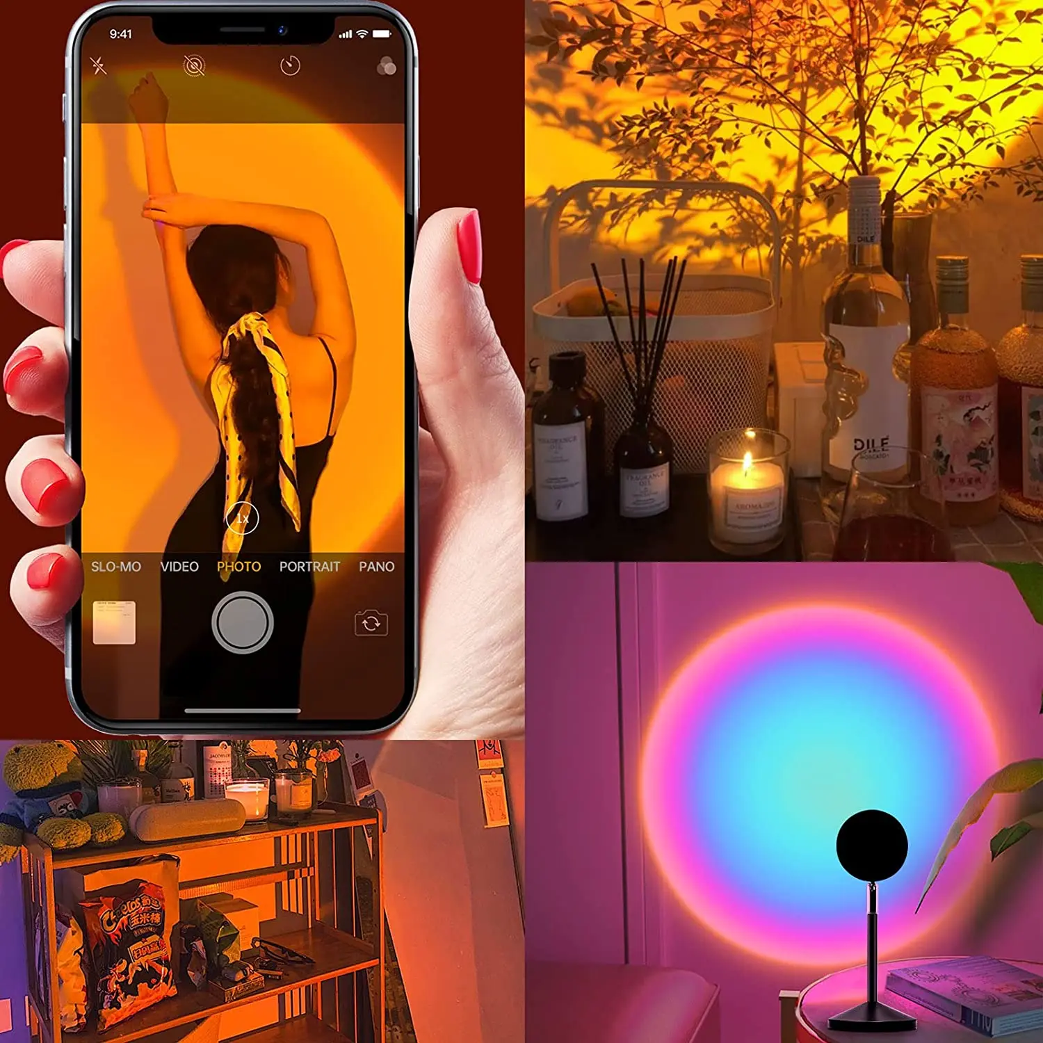 Sunset Lamp RGB 16 Colors APP Remote Control Atmosphere Projection Led Night Light For Home Bedroom Shop Background Decoration hatch night light