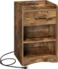 Nightstand with Charging Station, Bed Side Table with USB Ports and Outlets, Drawer 1