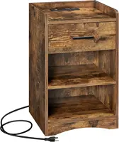 Nightstand with Charging Station, Bed Side Table with USB Ports and Outlets, Drawer 1