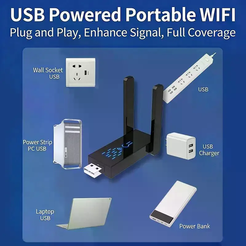 듀얼 밴드 1300Mbps WiFi USB 어댑터 2.4G/5Ghz Wi-Fi 동글 USB3.0 802.11AC PC/노트북용 4안테나 무선 수신기 드라이버 무료