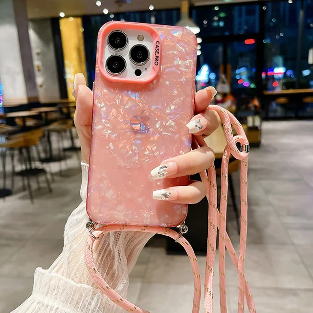 thumbnail image 1 of Luxury Neck Shoulder Strap Phone Case For iPhone 11 12 13 14 15 Pro Max Plus Crossbody Necklace Lanyard Cord Back Cover, 1 of 5