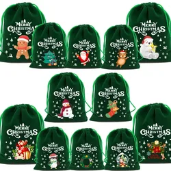 1pcs Christmas Velvet Bags Drawstring Pouch Candy Snack Gift Bag Bracelet Jewelry Packaging Storage Bags New Year 2024