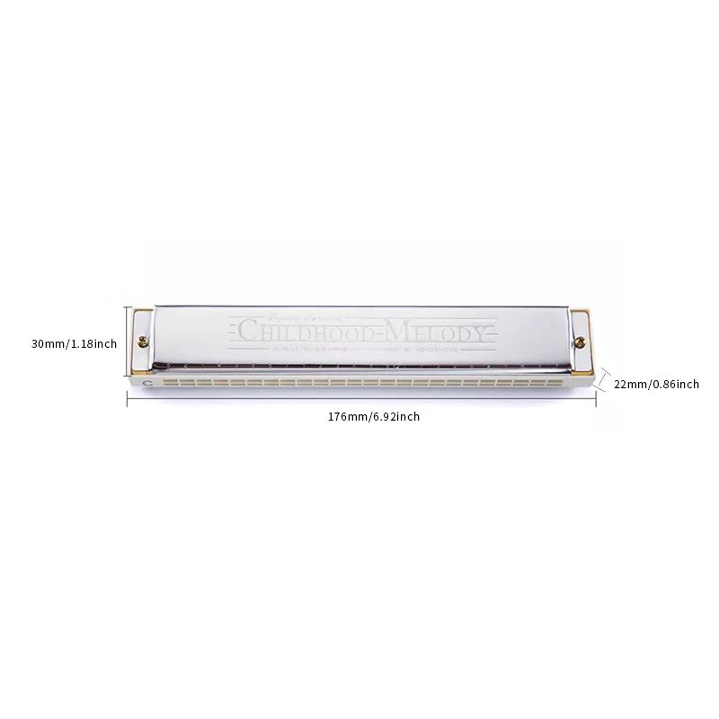 KONGSHENG 24 Hole Polyphonic Harmonica C Full Scale Beginner's Harmonica Multiple Colors Available
