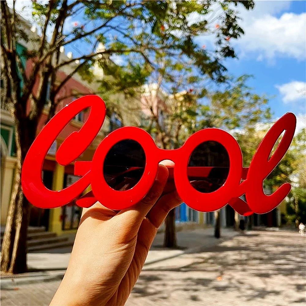 Red Cool Lettering Party Glasses – Fun Personalized Photography & Holiday Accessories