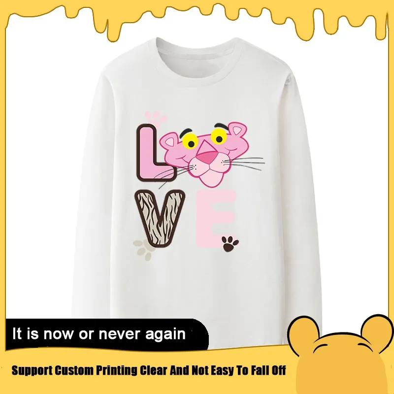 

American Retro Pink Panther Joint Long Sleeve T-shirt Small Loose Trend T-shirt Autumn 2024 New Clothes