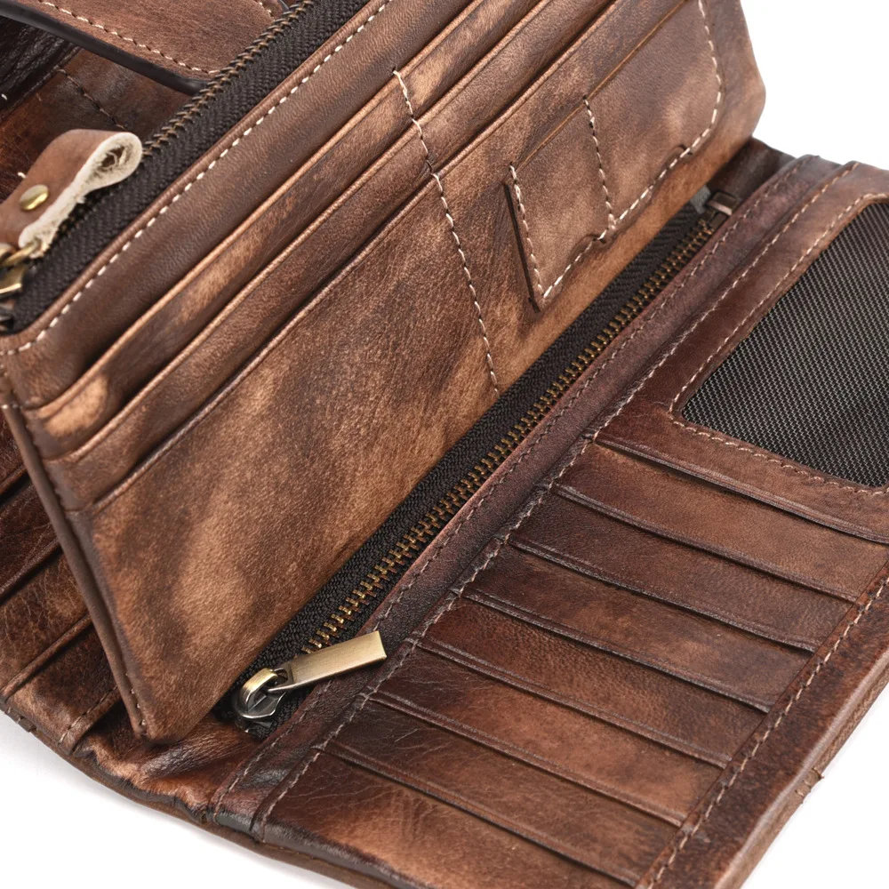 Vintage Cowhide Leather Wallet , RFID Blocking for Men's Casual Use