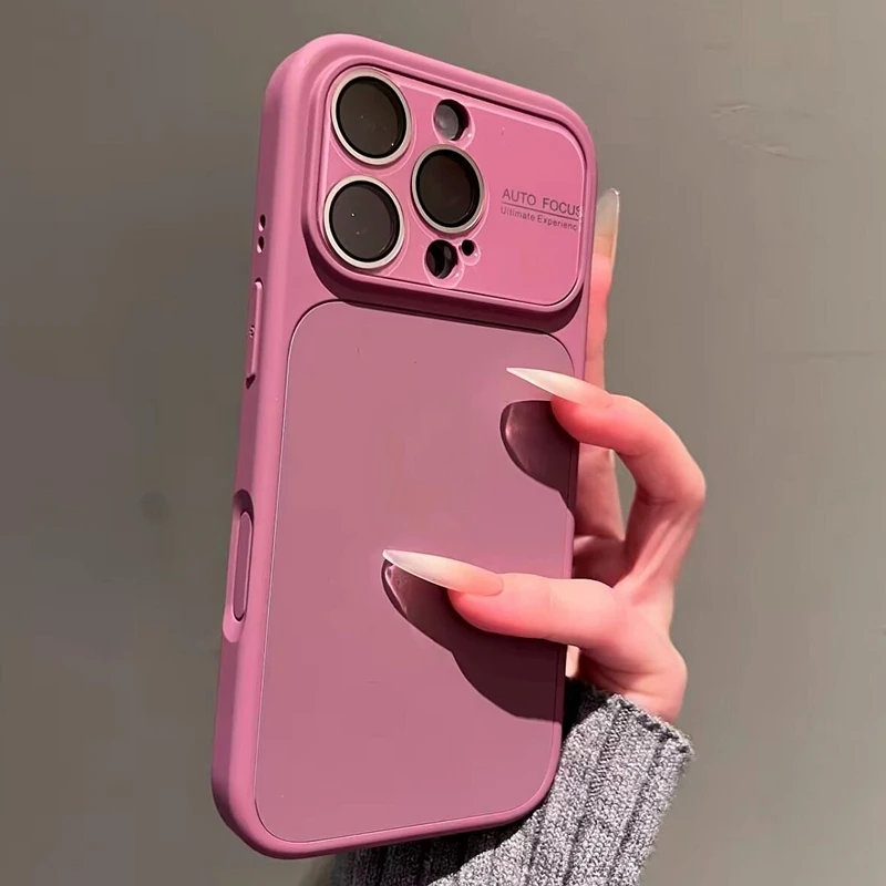 Luxury Matte Liquid Silicone Case With Glass Lens Protection_voghion.com