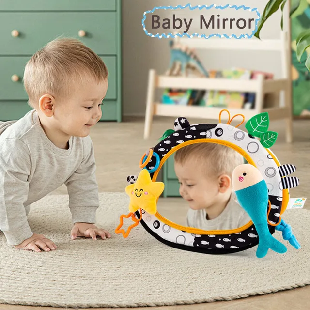 Infant Toys Tummy Time Floor Mirror With Teethers, Double-Sided