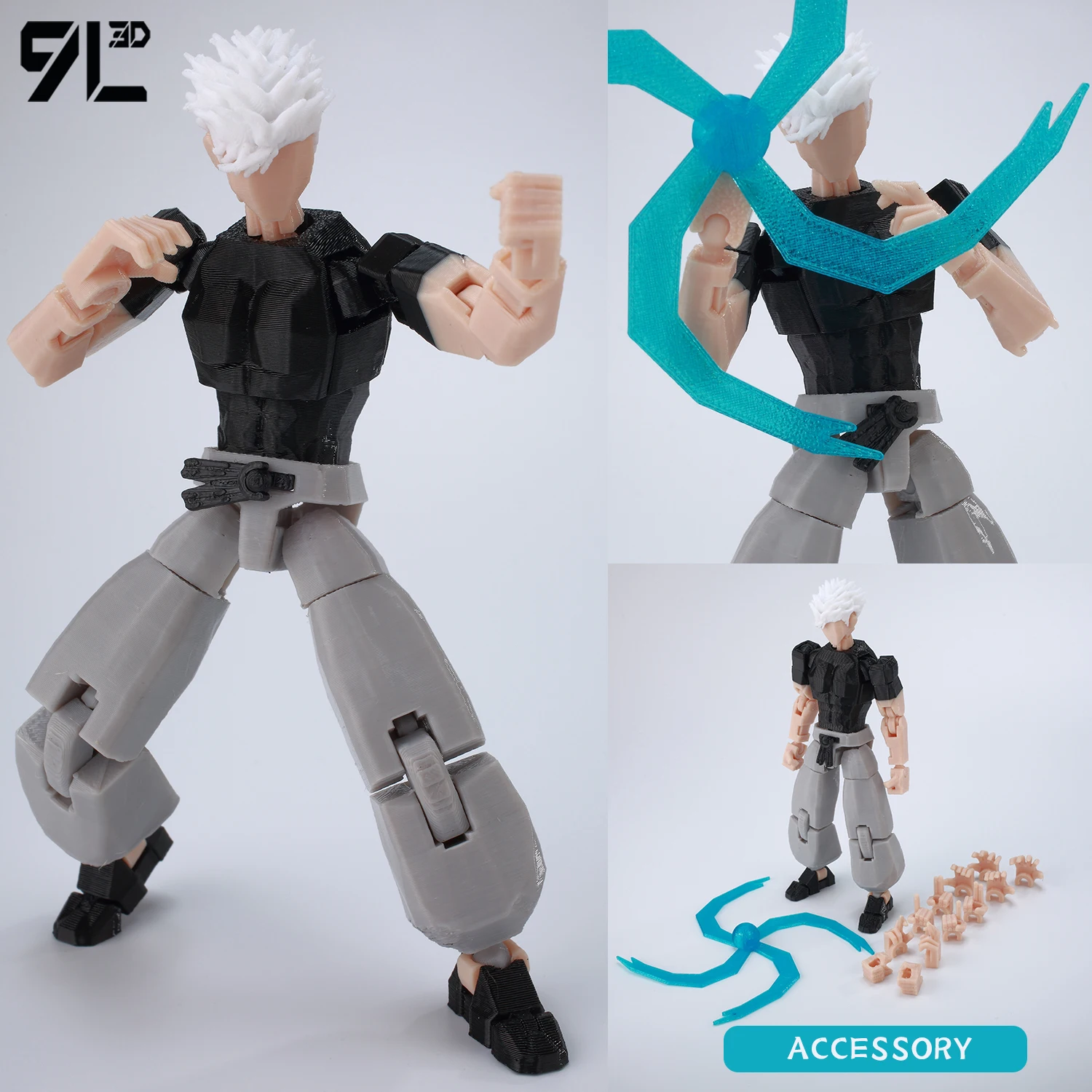 Exquisite 3D Printed Mahoraga & Gojo Satoru Figurine Set - Poseable Collectible Anime Art Toys