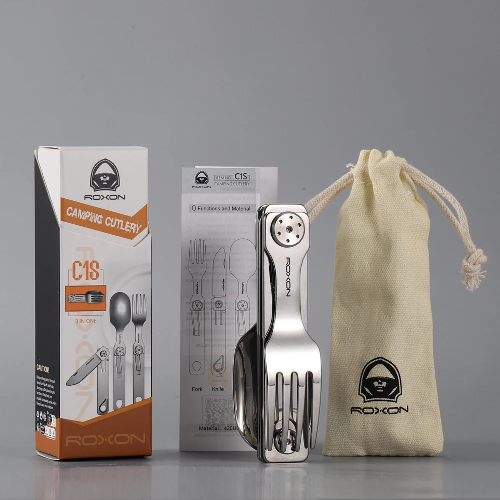 3 IN 1 Camping Cutlery Set Knife Fork Spoon Stainless Steel - Image 6