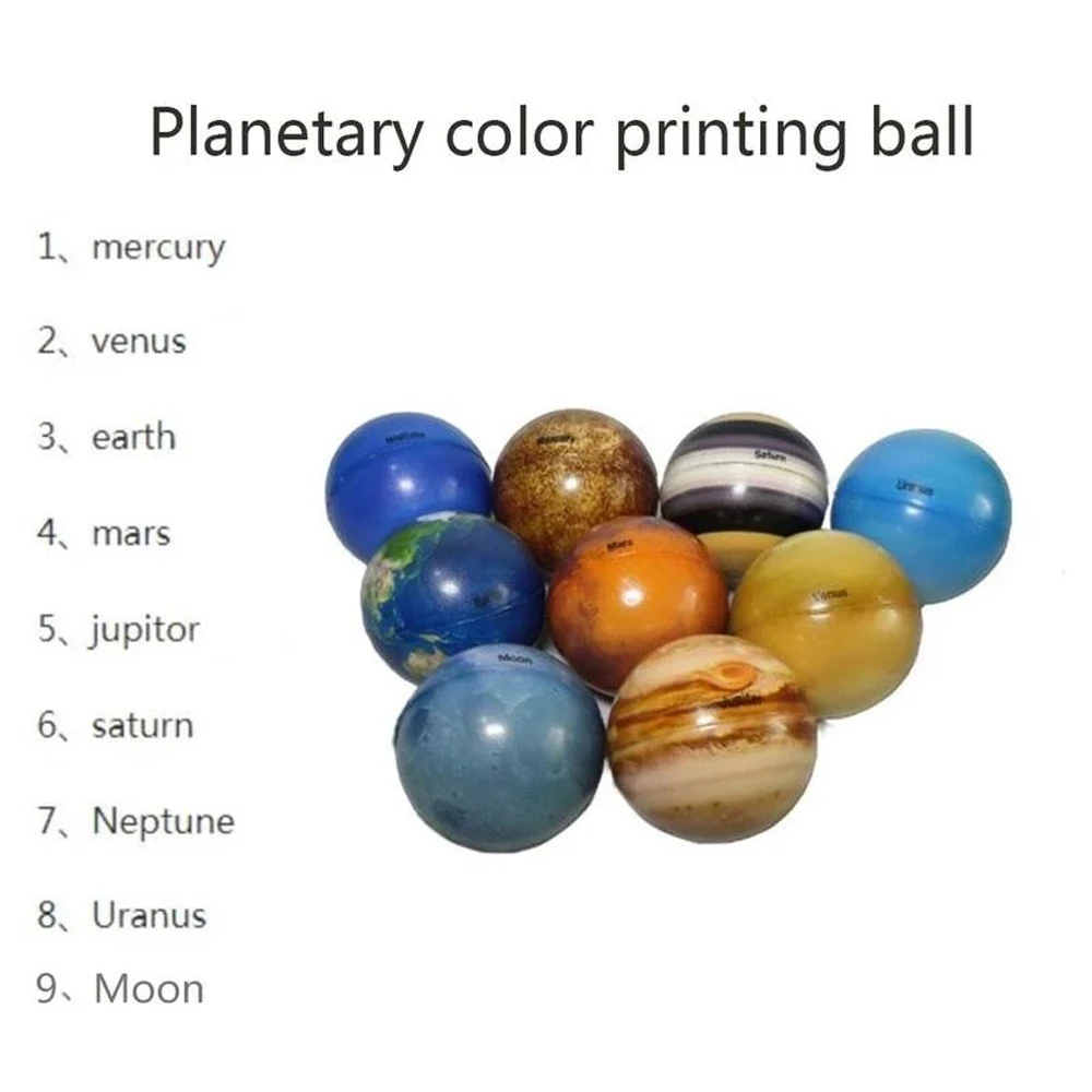 6.3cm Bouncy Ball Ball Toy Solar System Stress Relief Printing Star Ball Moon Star Ball Eight Planets Earth Globe Ball