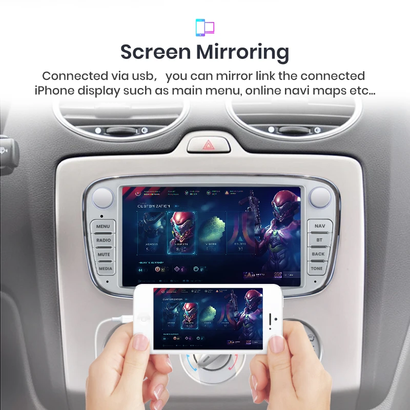 AWESAFE Android 11 Car Radio 7 Inch Multimedia for Ford Focus S-Max Mondeo Galaxy C-Max Kuga Navigation GPS audio 2din autoradio