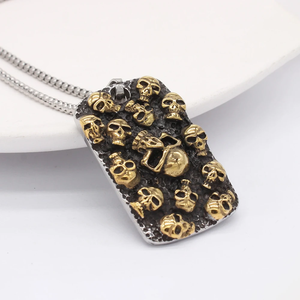 Kit Collar Y Aretes Calavera Cráneo Grande Dije Cadena Acero | Meses
