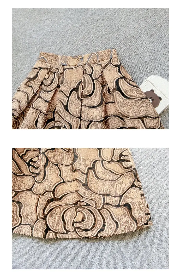 High-End Jacquard Hollow Out Elastic Waist Skirt