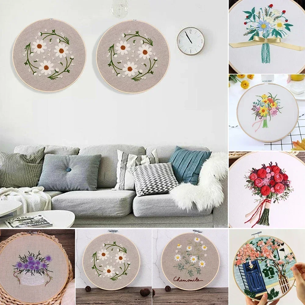 Embroidery Kit Flower Pattern Cross Stitch DIY Needlework Kit Tools Beginner Embroidery Starter Set Handicraft Lover 1PCS
