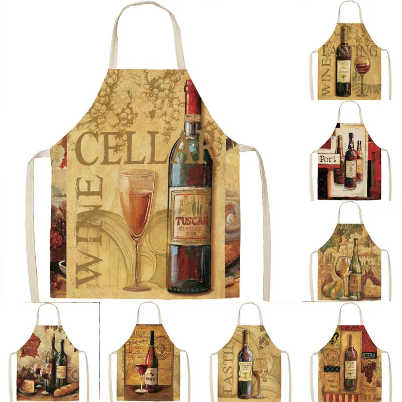 

Kitchen Apron for men and women，Wine apron, vintage pattern digital print apron，Cooking apron