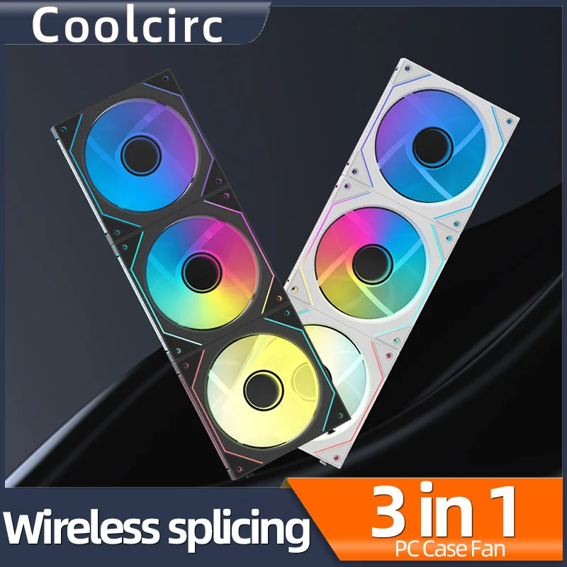 Coolcirc PC Case Fan Mirror Cycle ARGB Light 120mm 3in1 1800rpm 12v/4Pin PWM Computer Low noise Chassis Water Cooling Ventilador