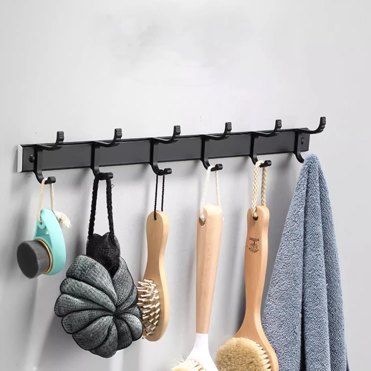 Aluminum Alloy Coat Rack Wall Mounted-5 Tri Hooks,Stainless Steel, Metal Coat Hook Rail for Hat Towel Bathroom Entryway