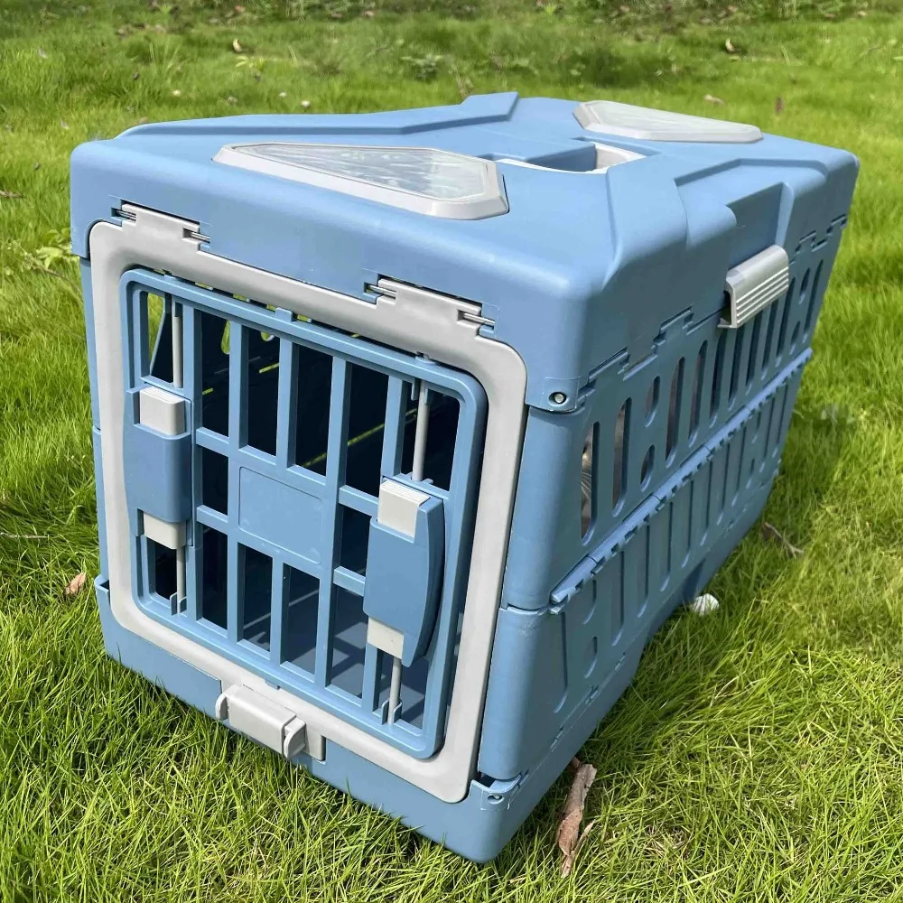 Collapsible Hard-Sided Dog Crate, 2-Door Portable Kennel Travel Carrier for Small and Medium Puppy Cat