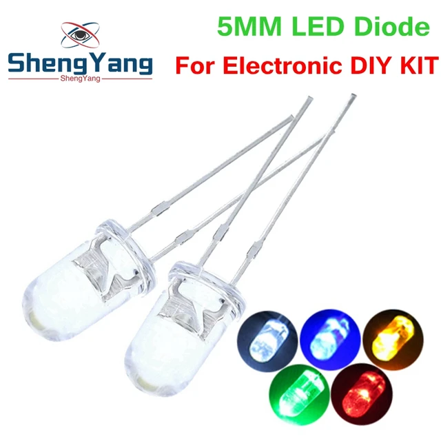 100 Pcs 5mm Blue LED Diode Lights - Clear Transparent Diodes LEDs Bulb 