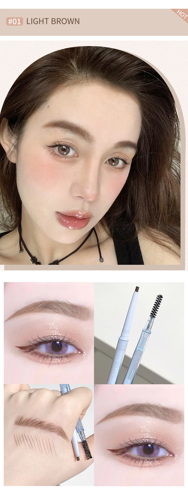 Ultra Fine Double-ended Eyebrow Pencil Waterproof Long Lasting_voghion.com
