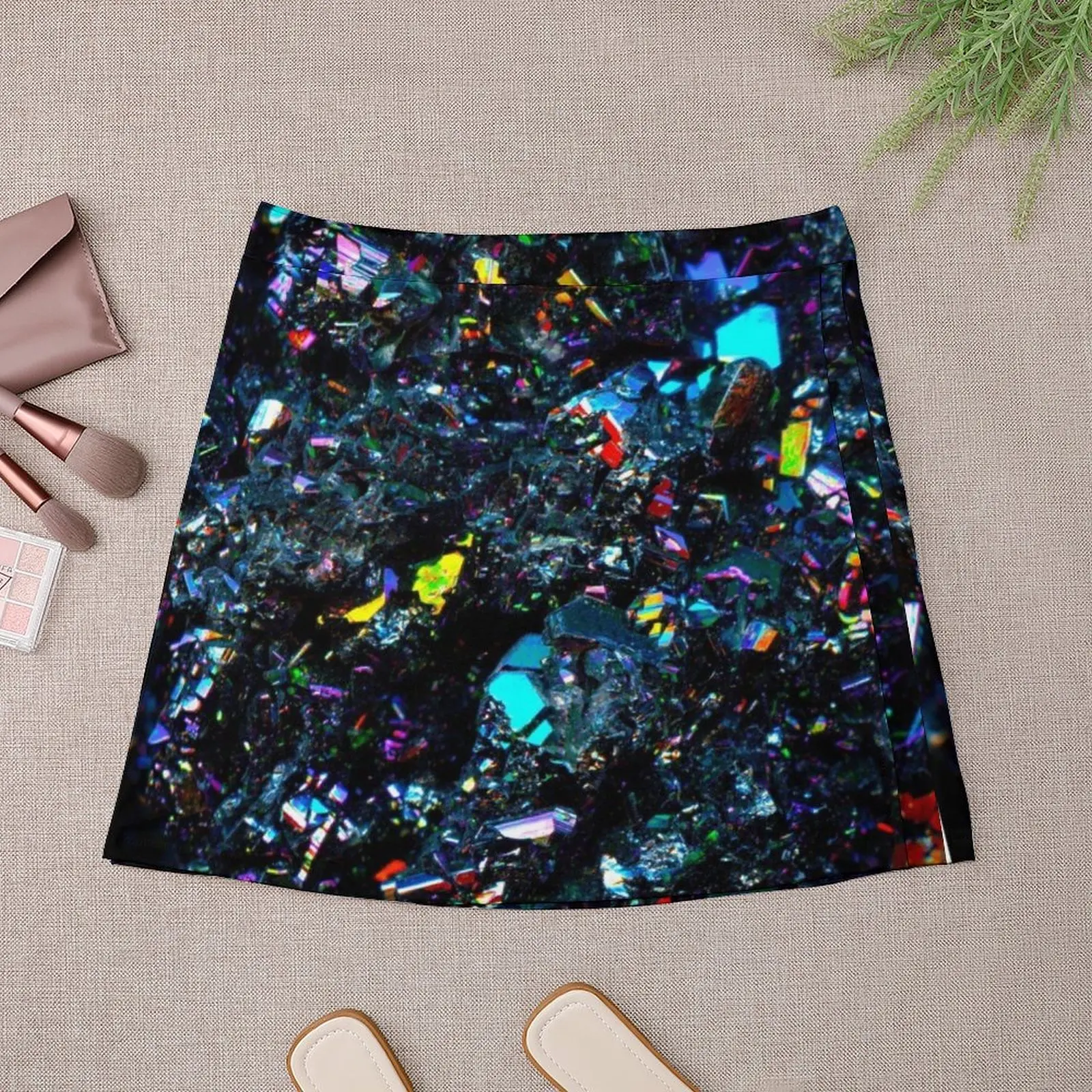 Shiny Multicolor Rainbow Rock Mini Skirt extreme mini dress Woman skirts womens clothing clothes for woman