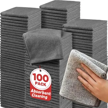 1/100PCS Grigio Carbone di Bambù Addensato Super Assorbente Strofinaccio Anti-grasso Cucina Strofinacci Panni di Pulizia In Microfibra 1